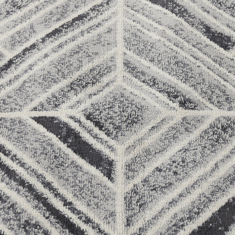 Latitude Run® Geometric Shag Gray & White Area Rug Wayfair Canada